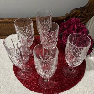6 Iced Tea Crystal Shannon by Godinger Dublin Goblets ~ Fan Diamond